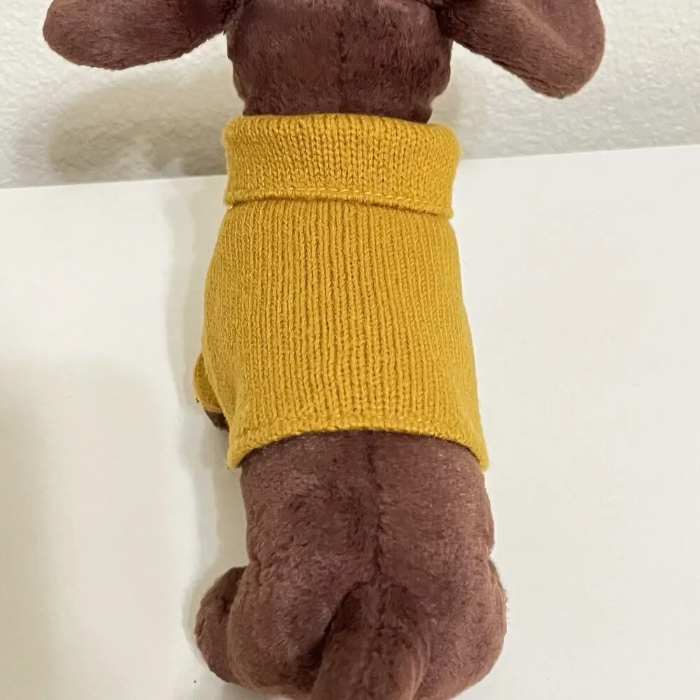 Jellycat Dachshund Yellow Sweater Sausage Dog Plush Stuffed Animal NO TUSH TAG